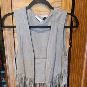 Tan fringe vest
